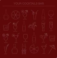 Alcohol drinks icons 16 flat icons set N6