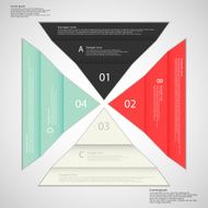 Four folded paper pieced on light background