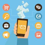 Vector mobile app - email marketing and promotion