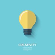 Light bulb creativity symbol in modern flat design with long N2