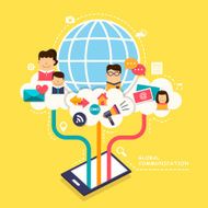 flat design concept with icons of global communication N2