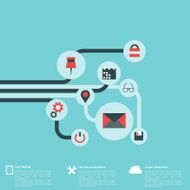 Flat abstract background with web icons Interface symbols Cloud computing N43