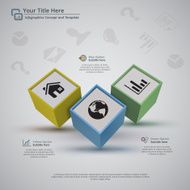 Three Business Cubes Infographic Background