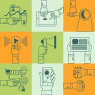 Set of linear business concept with hands N2