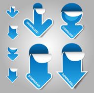 Set of Blue 3D Paper Cut Arrow Illustrations Clip-Art