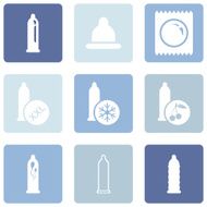 Vector Set of Condom Icons Types Condoms N6