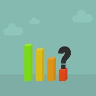 Falling profits graph with question mark