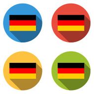 Collection of 4 isolated flat buttons (icons) with GERMAN flag N2
