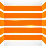 Orange banners on a gray background