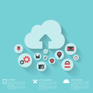 Flat abstract background with web icons Interface symbols Cloud computing N45