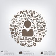 Flat abstract background with web icons Interface symbols Cloud computing N48