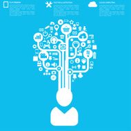 Flat abstract background with web icons Interface symbols Cloud computing N49