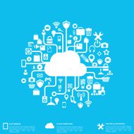 Flat abstract background with web icons Interface symbols Cloud computing N50