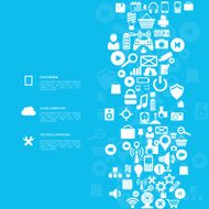 Flat abstract background with web icons Interface symbols Cloud computing N52