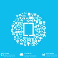 Flat abstract background with web icons Interface symbols Cloud computing N53