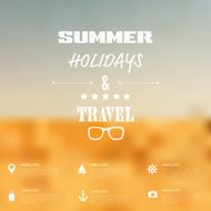 Summer abstract blurred defocused background with travel label Holidays sea N11