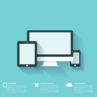 Flat abstract background with web icons Interface symbols Cloud computing N55