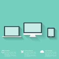 Flat abstract background with web icons Interface symbols Cloud computing N56