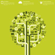 Flat abstract background with web icons Interface symbols Cloud computing N57