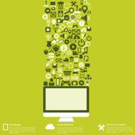 Flat abstract background with web icons Interface symbols Cloud computing N58