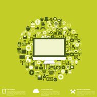 Flat abstract background with web icons Interface symbols Cloud computing N62