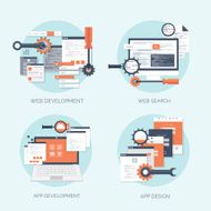 Vector illustration Flat computing background Programming coding Web development and N47