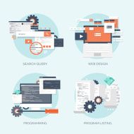 Vector illustration Flat computing background Programming coding Web development and N49