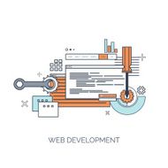 Vector illustration Flat computing background Programming coding Web development and N57