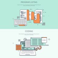 Vector illustration Flat computing background Programming coding Web development and N66