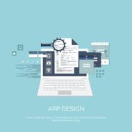 Vector illustration Flat computing background Programming coding Web development and N68