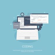 Vector illustration Flat computing background Programming coding Web development and N79