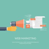 Vector illustration Flat computing background Programming coding Web development and N81