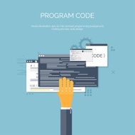 Vector illustration Flat computing background Programming coding Web development and N83