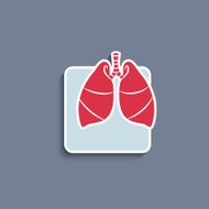 Vector paper-cut icon with human organ lungs