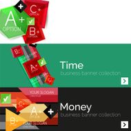 Flat design paper infographic banner set N235