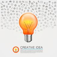 Bulb idea with icons on the background