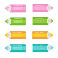 Pencil template set Four step infographic Flat design N2