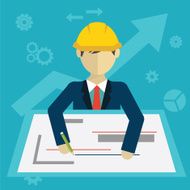 Engineer working on procject icon