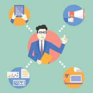 Businessman manage business resources