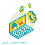 Isometric design modern concept of website analytics and SEO data N4