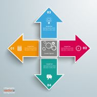 4 Arrows All Directions Gear Centre Infographic