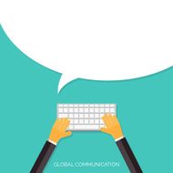 Flat social media and network concept Global communication Connection between N2