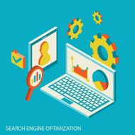 Isometric design modern concept of website analytics and SEO data N5