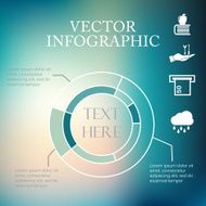 Vector infographic pie charts over colorful blurred unfocused bokeh background N2