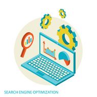 Isometric design modern concept of website analytics and SEO data N6
