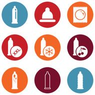 Vector Set of Condom Icons Types Condoms N7