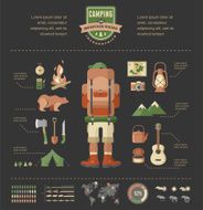 Hinking and camping equipment - icon set infographics N5