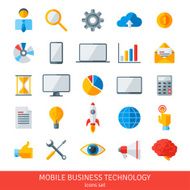 Abstract vector set of flat business and mobile technology icons