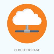 Flat cloud computing background Data storage and web hosting
