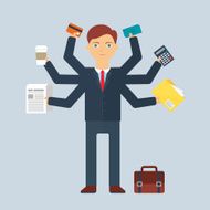 Multitasking character businessman N2